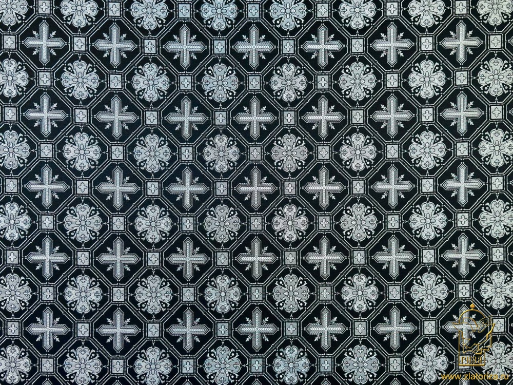 Шелк СВЕТЛАНА, черный с серебром, шир. 150 см, Рахманово