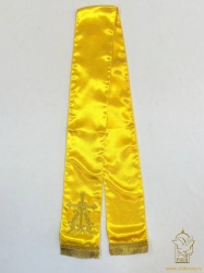 Закладка вышитая, креп, желтая с золотом, шир. 13см Закладка вышитая, креп, желтая с золотом, шир. 13см