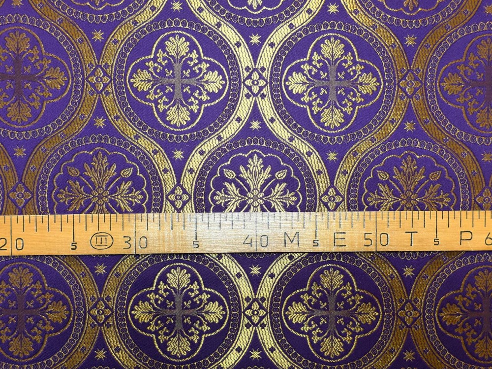 Шелк ПАСХА нью (Византийские круги), фиолетовый с золотом, шир. 160 см