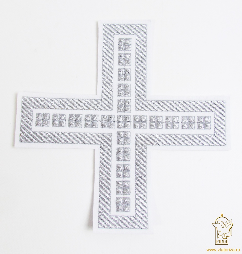 Крест П/Ж ПРЯМОЙ с кубиками, белый с серебром
