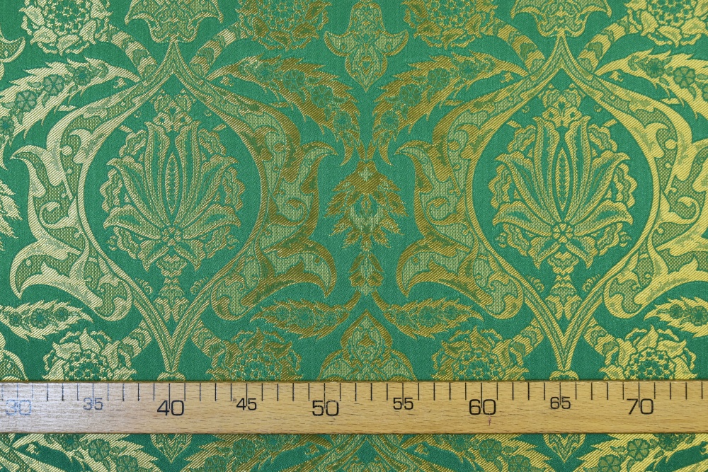 Шелк ВИФАНИЯ, зеленый с золотом, шир. 165 см