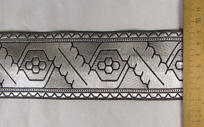 Галун ДУБОК, черный с серебром, шир. 6 см, ФР