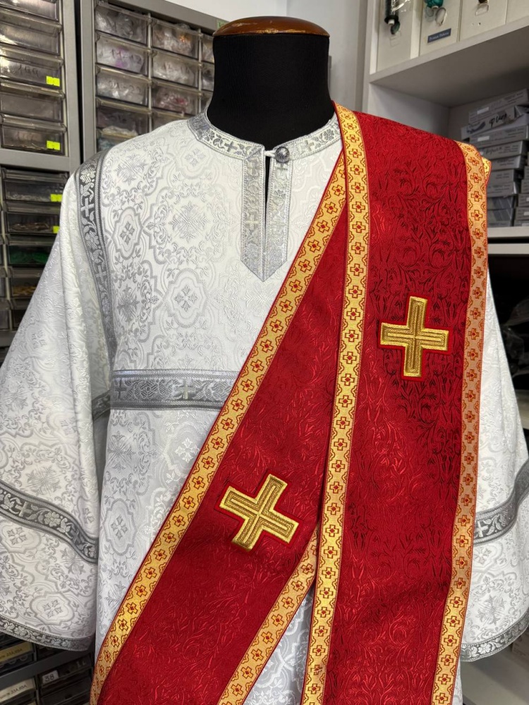 Орарь двойной красный, шелк, без поручей