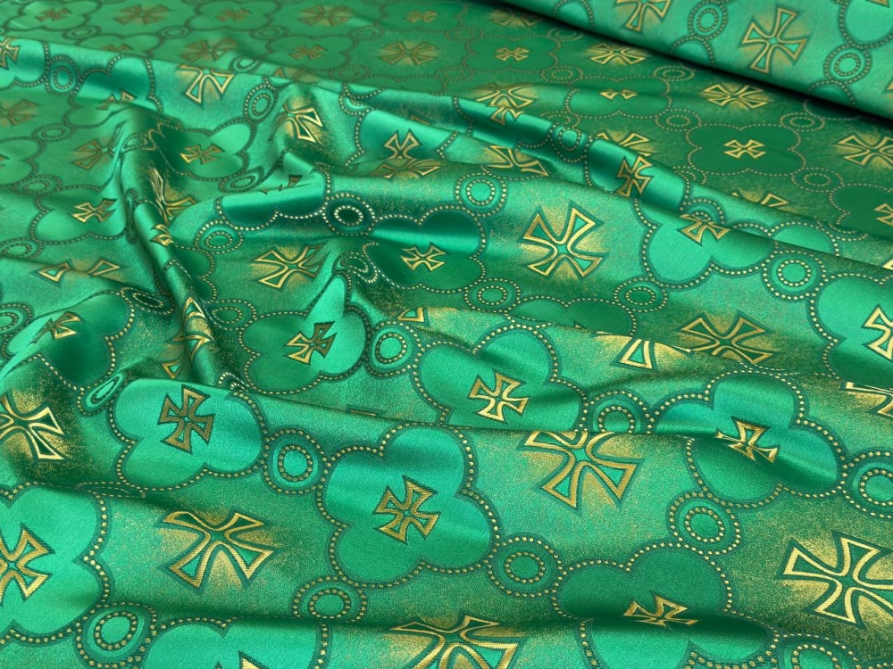 Шелк ФАВОР, зеленый с золотом. зол. 165 см