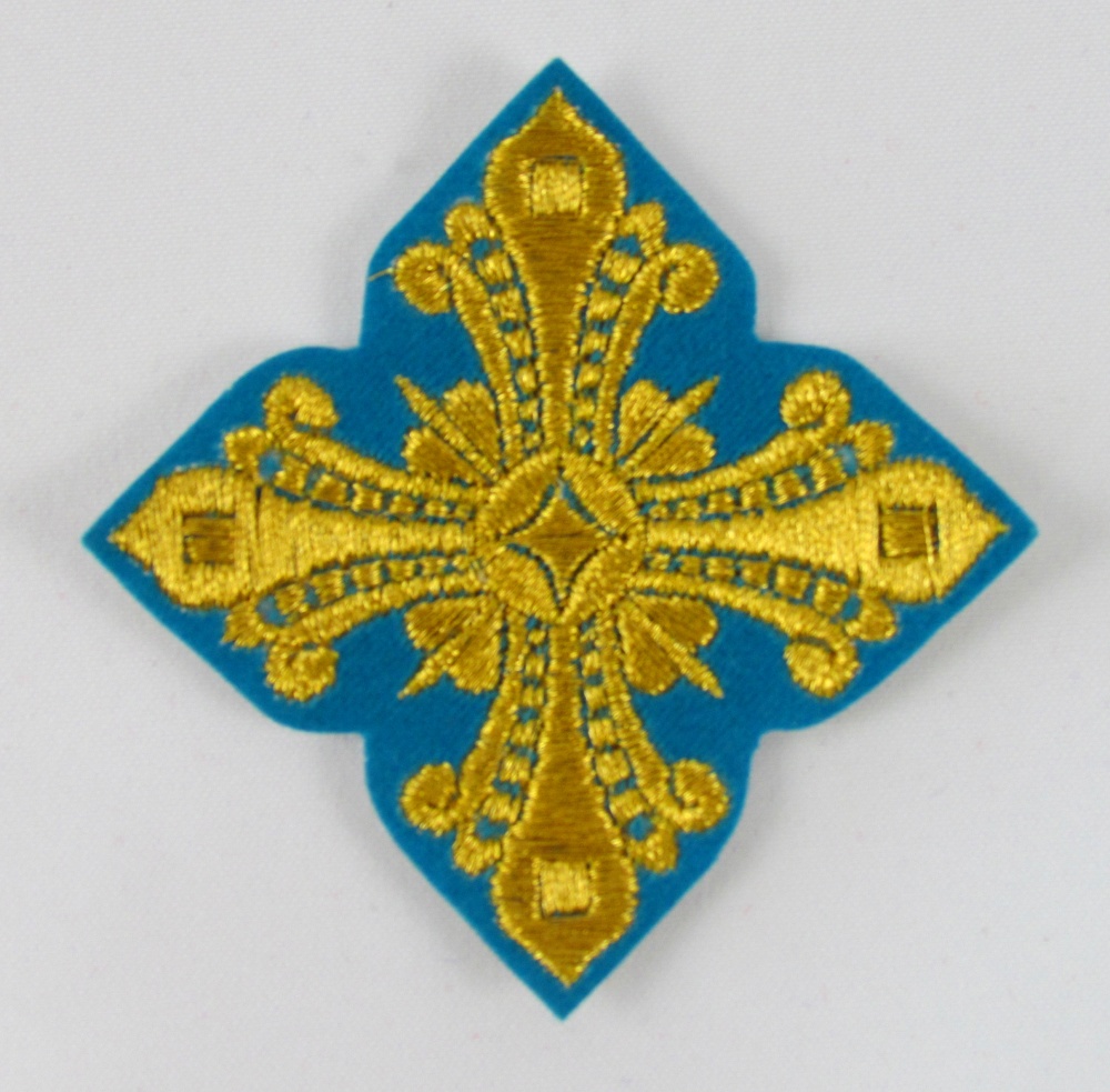 Крест 3 ВАНИН, голубой с золотом,8-9 см