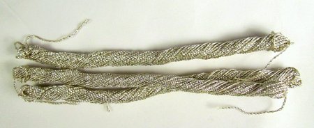 Шнур серебро, металл, 1 мм, арт 6 PLY milky dori, витой