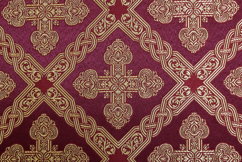 Шелк ПРЕОБРАЖЕНИЕ, бордо с золотом, шир. 150 см