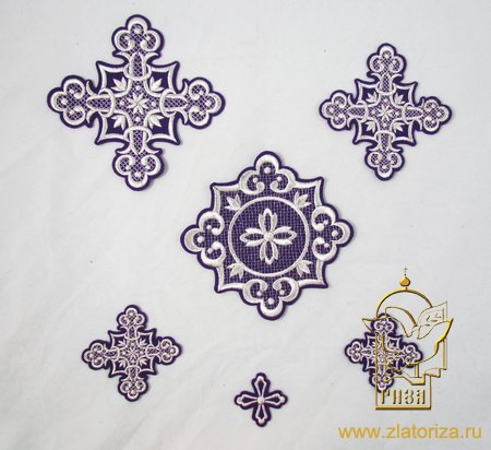 Набор крестов, иерейский, ЯГОДКА, фиолетовый с серебром, 14 шт, арт. 22499