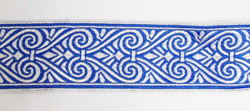 Галун АФИНЫ, синий с серебром, шир. 5,3 см, РА