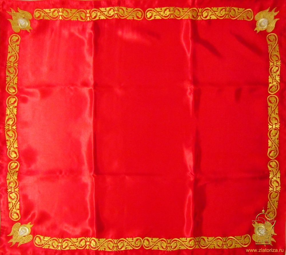 Илитон красный 70 х 78 см, вышитый, СЕРАФИМЫ, креп-сатин