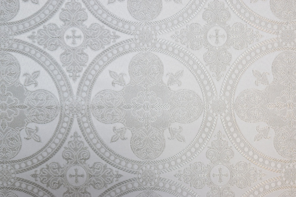 Парча ВЛАДИМИРСКАЯ, белая с серебром, шир. 150 см, Рахманово