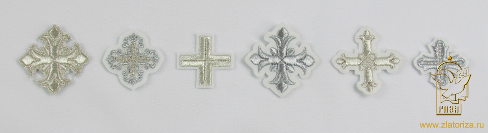 Крест 5 белый с серебром,4-5 см