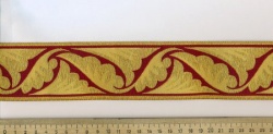 Галун Греция ЛИСТ, модель - I, цвет -G8, шир. 5,7 см, бордо с золотом