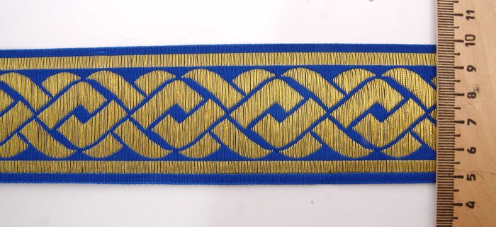 Галун Ногинск ПЛЕТЕНКА голуб. золот. шир. 5 см