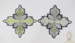 Крест Престол/Жертвенник ЛИСТЬЯ, синий с серебром, 23 см