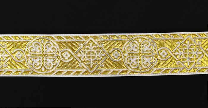 Галун ВИЗАНТИЯ, белый с золотом, шир. 2,3 см, ФР