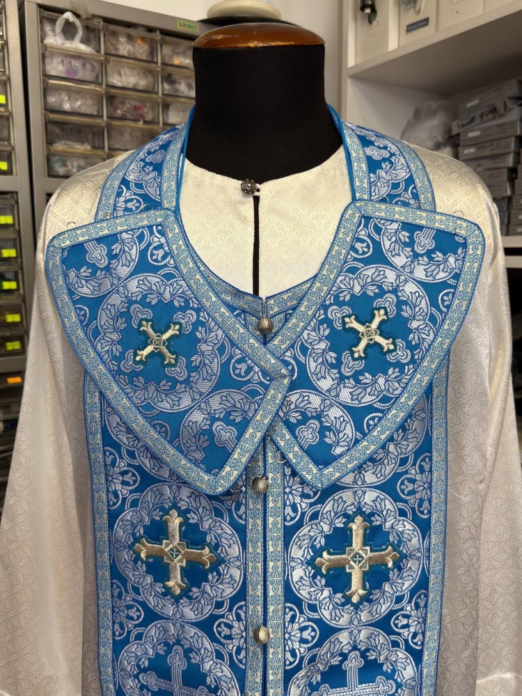 Епитрахиль + поручи, голубой с серебром, шелк
