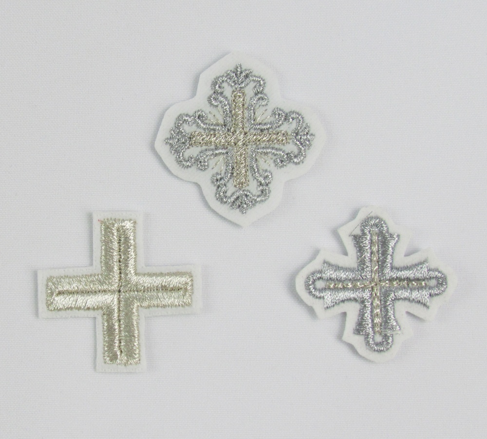 Крест 5 белый с серебром,4-5 см