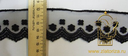 КрКружево 58, на сетке, синтетическое, шир. 5 см, черное
