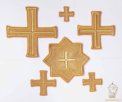 Набор крестов, иерейский, ОМОФОРНЫЙ, горчица с золотом, 14 шт, арт. 22215