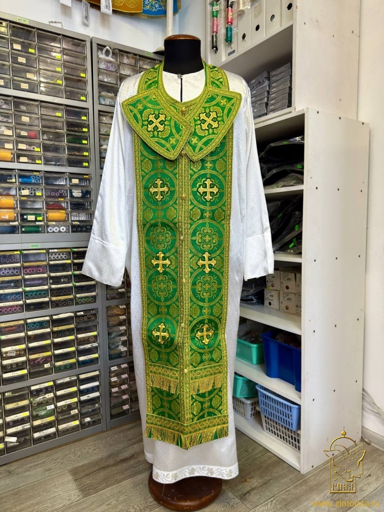 Епитрахиль + поручи, зеленый с золотом, парча
