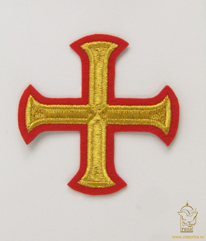 Крест 3 БУЛАТ красный с золотом, 9 см
