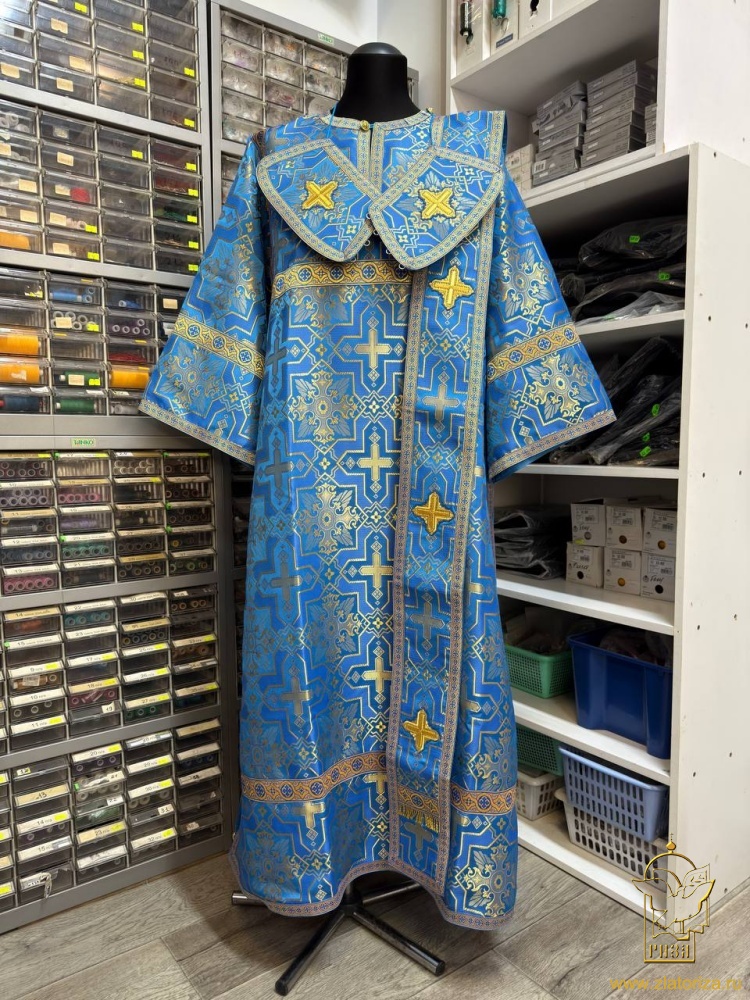 Диаконский стихарь, шелк, голубой с золотом.