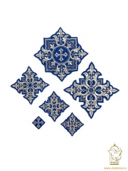 Набор крестов, иерейский, ПОЧАЕВ, синий с серебром, 14 шт