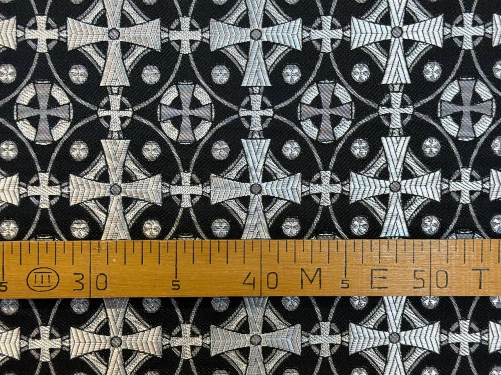 Шелк ЗВОНАРИ, черный с серебром, шир. 150 см, Рахманово