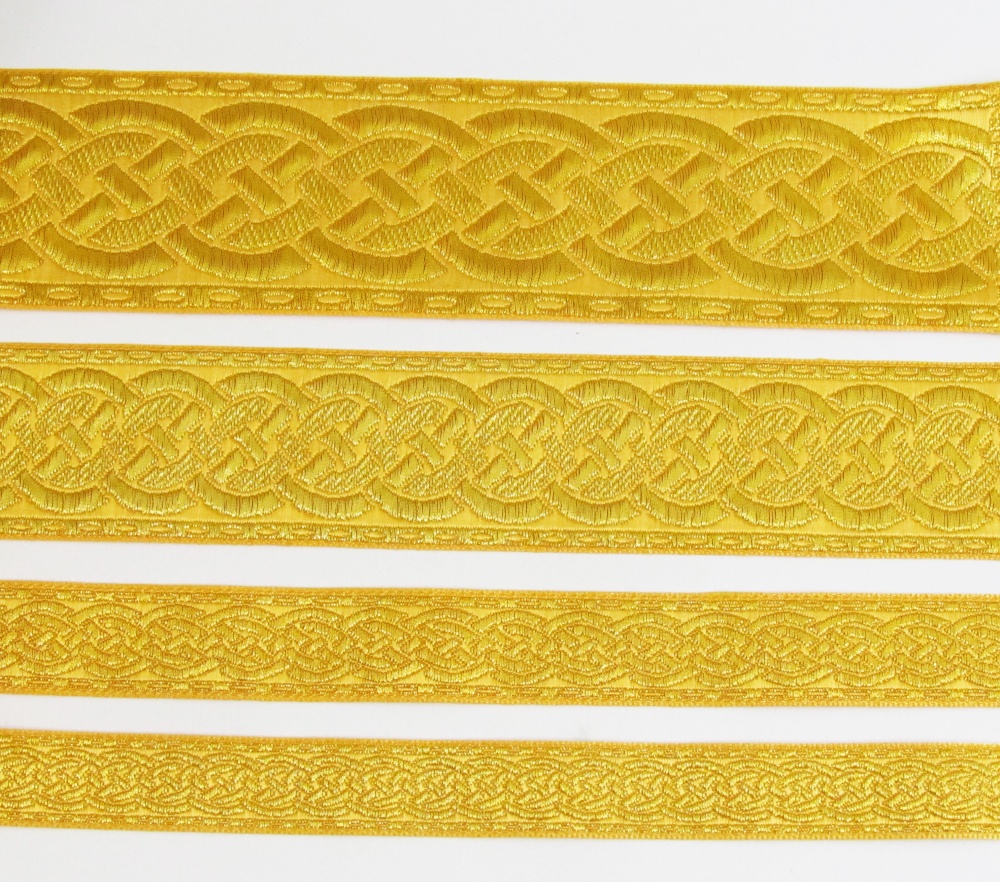 Галун ПЛЕТЕНКА, желтый с золотом, шир. 5 см, РА
