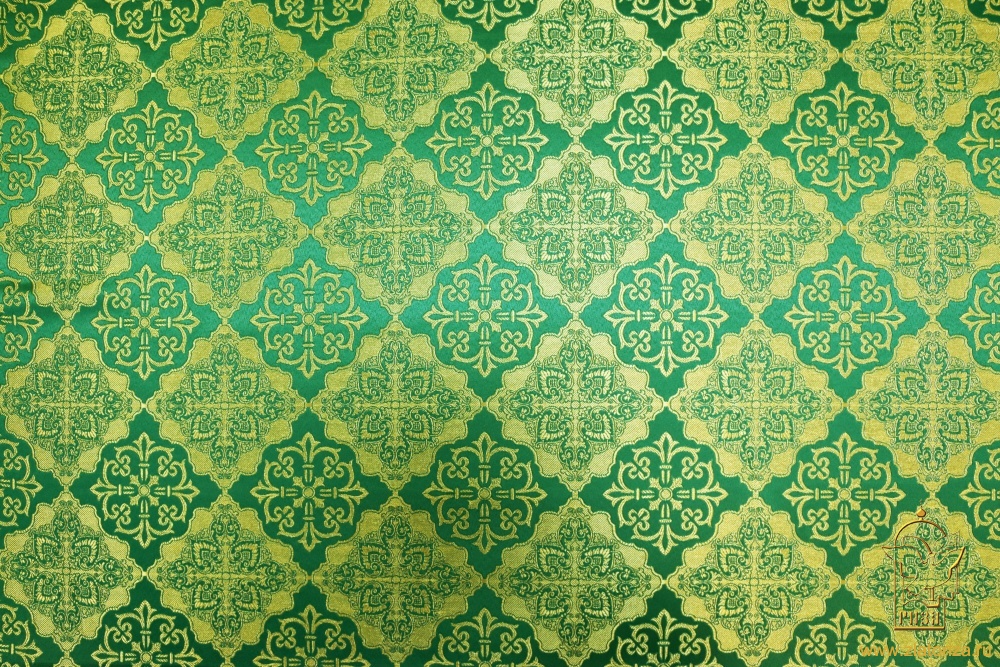 Парча КОРНЕЛИЯ, зеленая с золотом, шир. 150 см, Рахманово