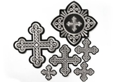 Набор крестов, иерейский, ОКРУГЛАЯ ПЛЕТЕНКА, черный с серебром, 14 шт Набор крестов, иерейский, ОКРУГЛАЯ ПЛЕТЕНКА, черный с серебром, 14 шт