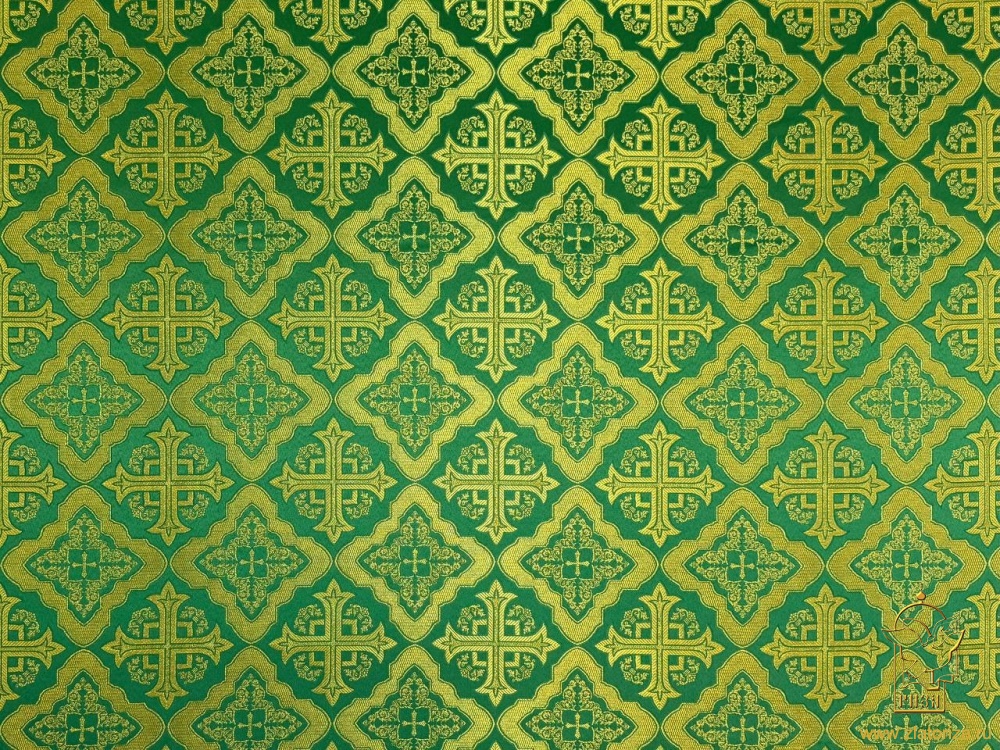 Парча ЛАДОГА, зеленая с золотом, шир. 150 см, Рахманово