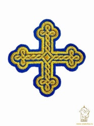 Крест 3 ОКРУГЛАЯ ПЛЕТЕНКА, синий с золотом,8-9 см Крест 3 ОКРУГЛАЯ ПЛЕТЕНКА, синий с золотом,8-9 см