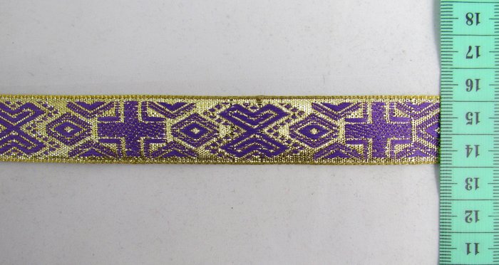 Галун РОМБ, фиолетовый с золотом, шир. 2 см, ИНДИЯ