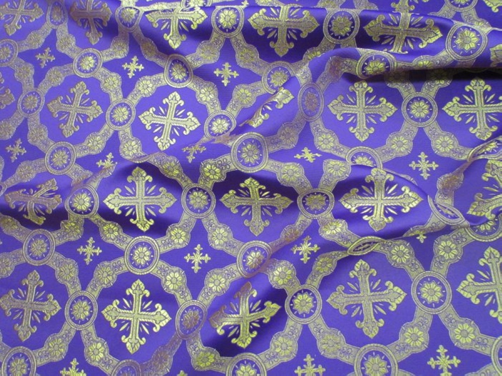 Парча ГУСЛИЦА, фиолетовая с золотом, шир. 150 см, Рахманово