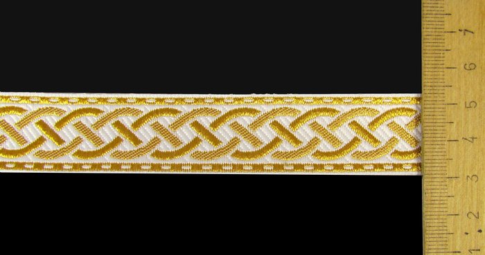 Галун ПЛЕТЕНКА, белый с золотом, шир. 2,3 см, ФР