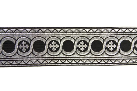 Галун ГОРОХ, черный с серебром, шир. 6 см, ФР