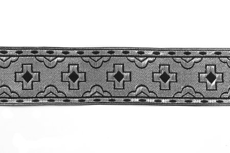Галун ФР ПРЯМОЙ КРЕСТ черный с серебром, шир. 4 см
