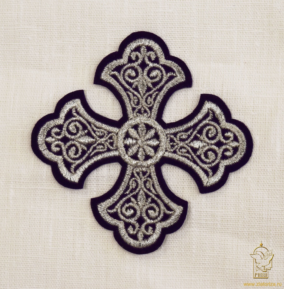 Крест 2 УЗОРНЫЙ фиолетовый с серебром,10-12 см