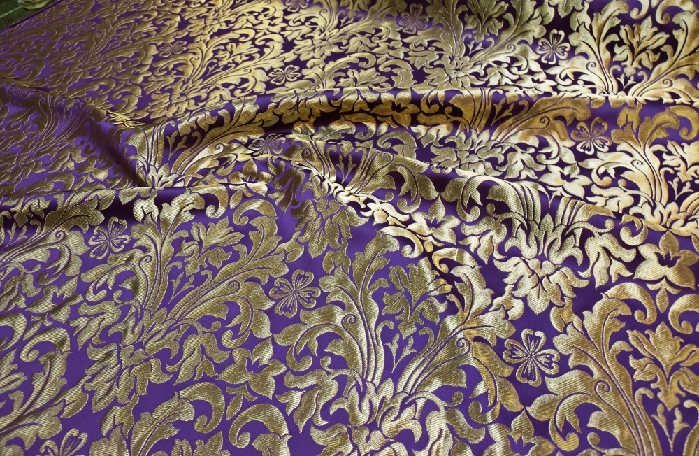 Парча КУПИНА, фиолет с золотом, шир. 155 см