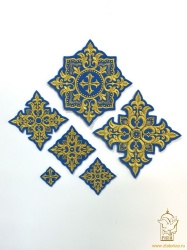 Набор крестов, иерейский, ПОЧАЕВ, голубой с золотом, 14 шт