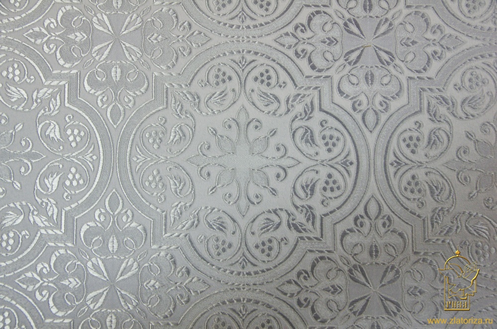 Шелк ШУЙСКАЯ, белый с серебром, шир. 150 см, Рахманово