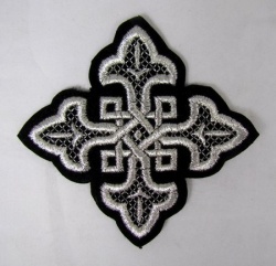 Крест 2 ВЯЗАНЫЙ, черный с серебром, 10-12 см