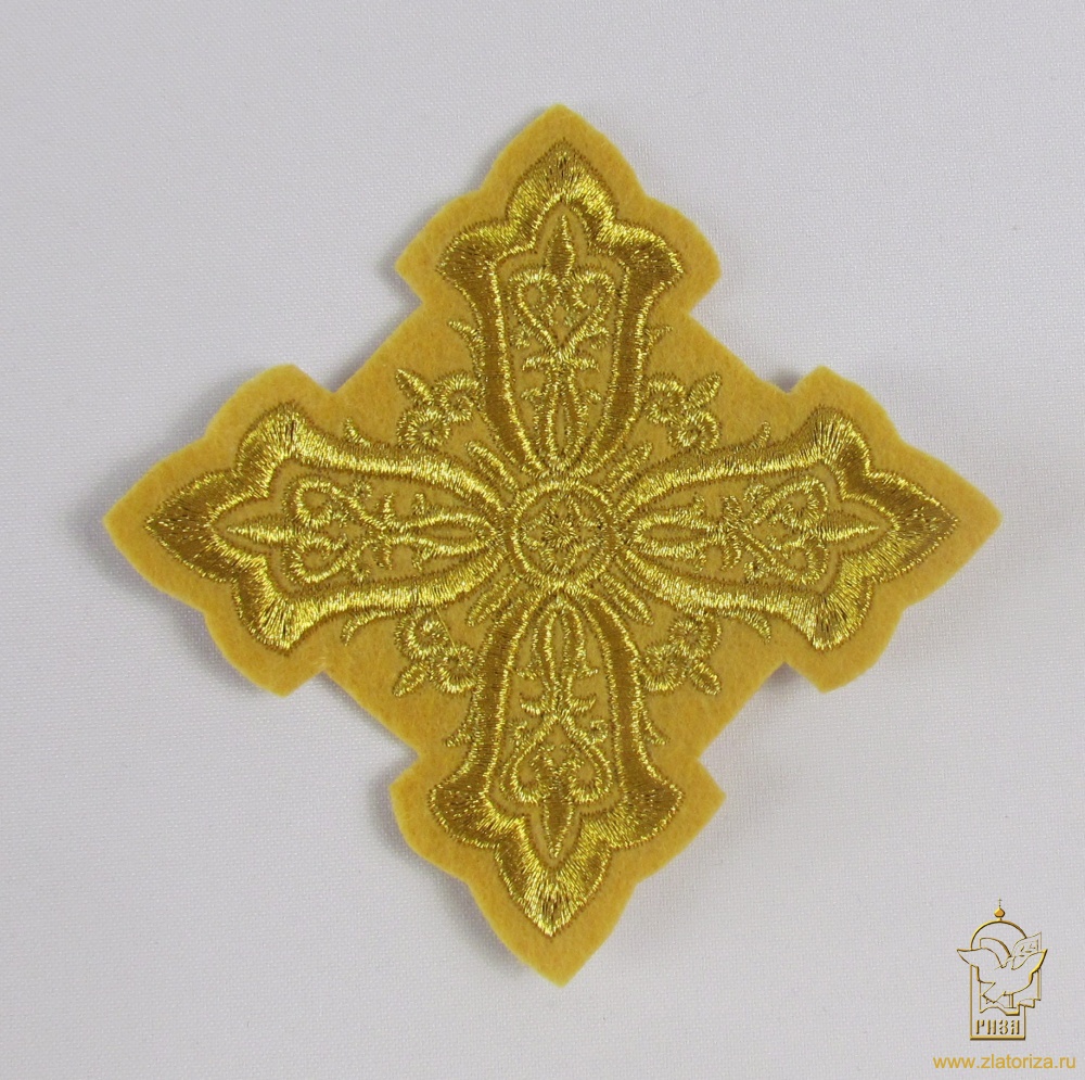 Крест 2 ВИЗАНТИЯ горчица с золотом, 10-12 см