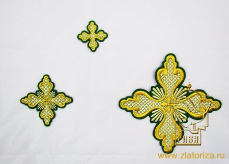 Набор крестов, иерейский, ЛИСТЬЯ, зеленый с золотом, 14 шт, арт. 22133