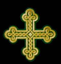 Крест 2 ОКРУГЛАЯ ПЛЕТЕНКА, зеленый с золотом, 10-12 см