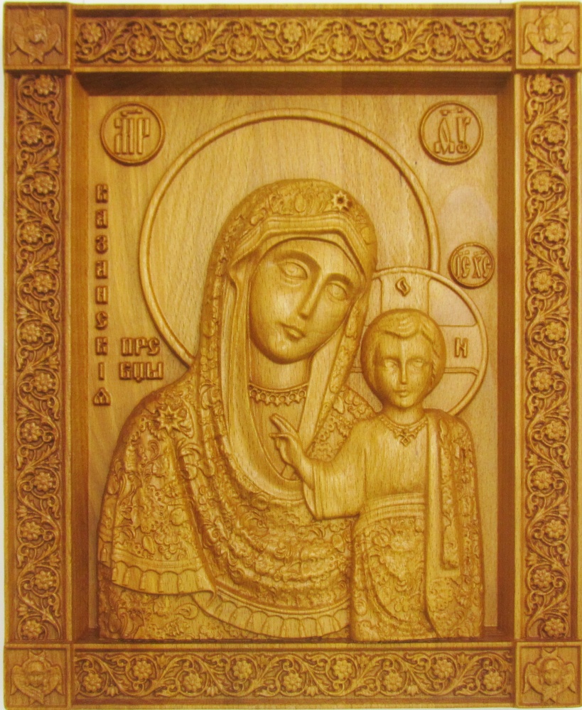 Икона Казанская Божией Матери, резьба по дереву