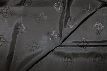 Подкладочная, жаккард церковный, черная, 150 см. , вискоза