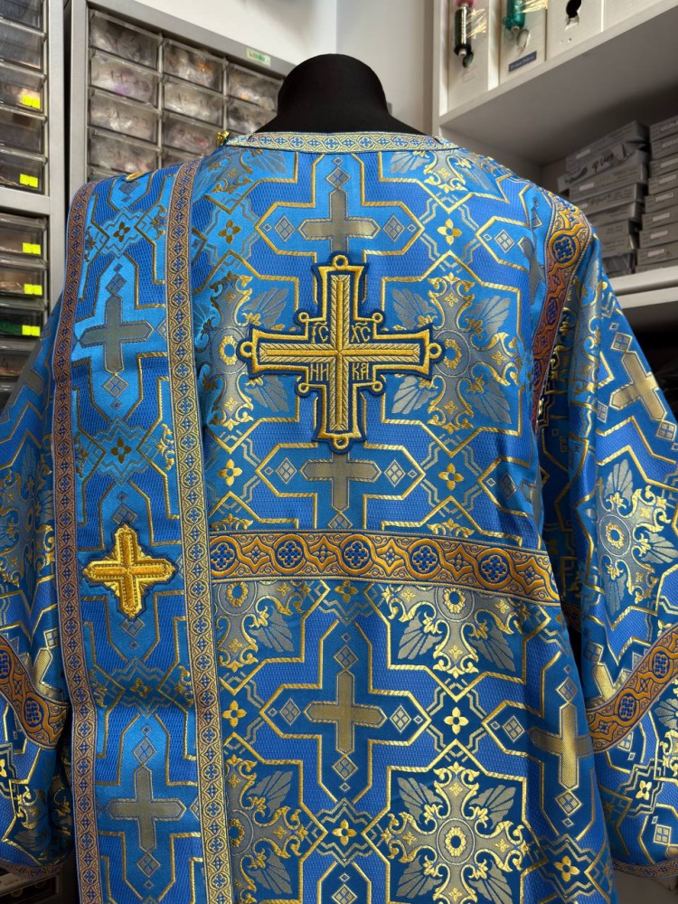 Диаконский стихарь, шелк, голубой с золотом.
